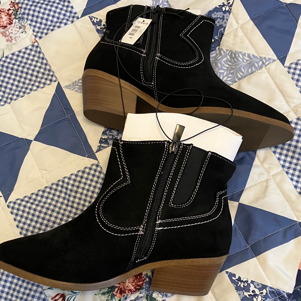 Torrid Black Ankle Boots with Tan Sole - Picture 5 of 5
